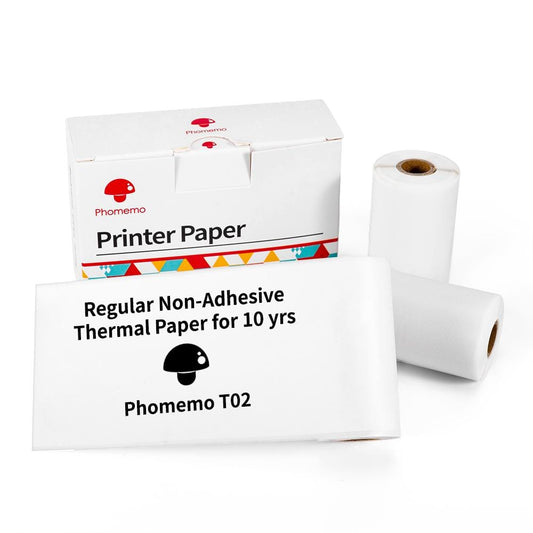 White Non-Adhesive 10-Year Long-Lasting Thermal Paper For T02 & M02X丨3 Rolls