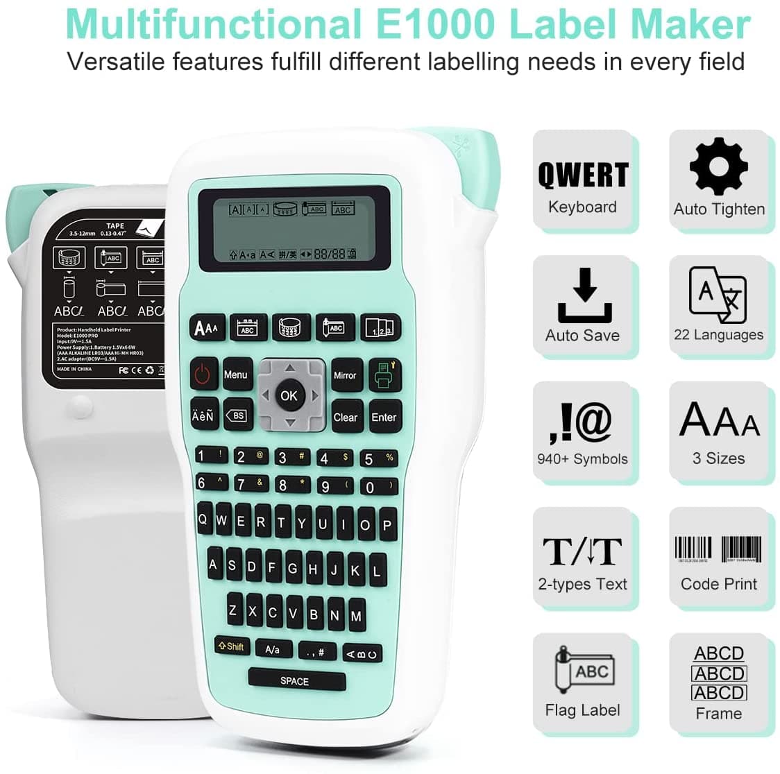E1000 Handheld Industrial Label Maker | Green