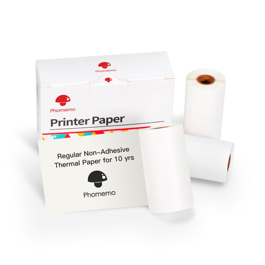 53mm White Non-Adhesive 10-Year Long-Lasting Thermal Paper For M02 Series/ M03AS/ M04S/ M04AS丨3 Rolls