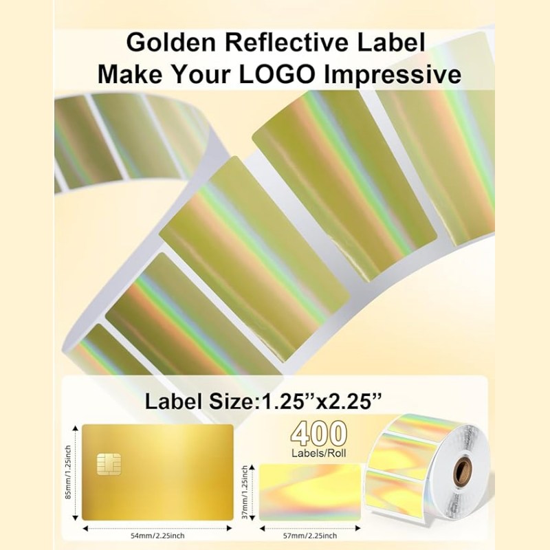 2" Golden Reflective Thermal Labels for Shipping Label Printer