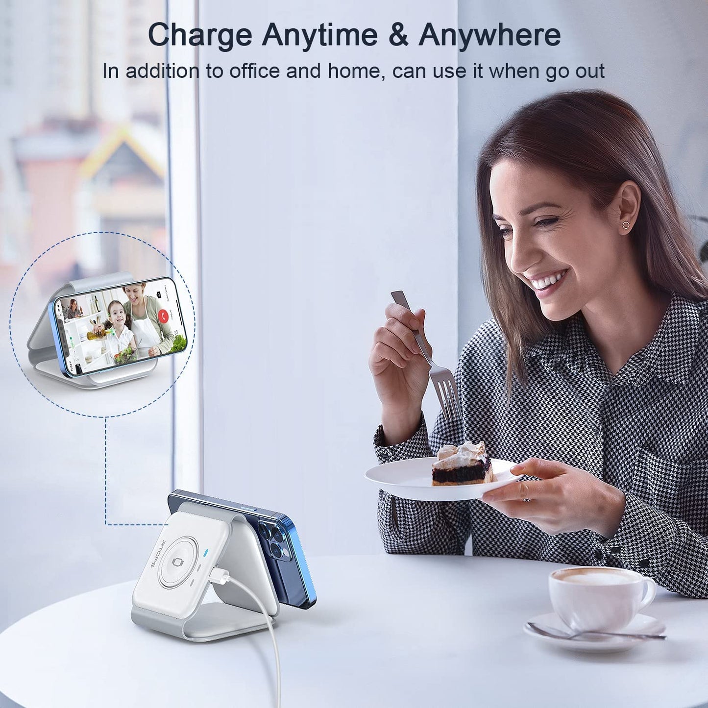 Wireless Charger 3 in 1,RTOPS Magnetic Travel Wireless Charging Station Multiple Devices,GaN 3 in 1 Charging Station,Compatible for iPhone 14/13/12/Pro/Max - havana shop