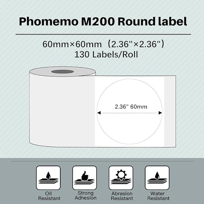 60 X 60mm Round White For M200/M220 Printer