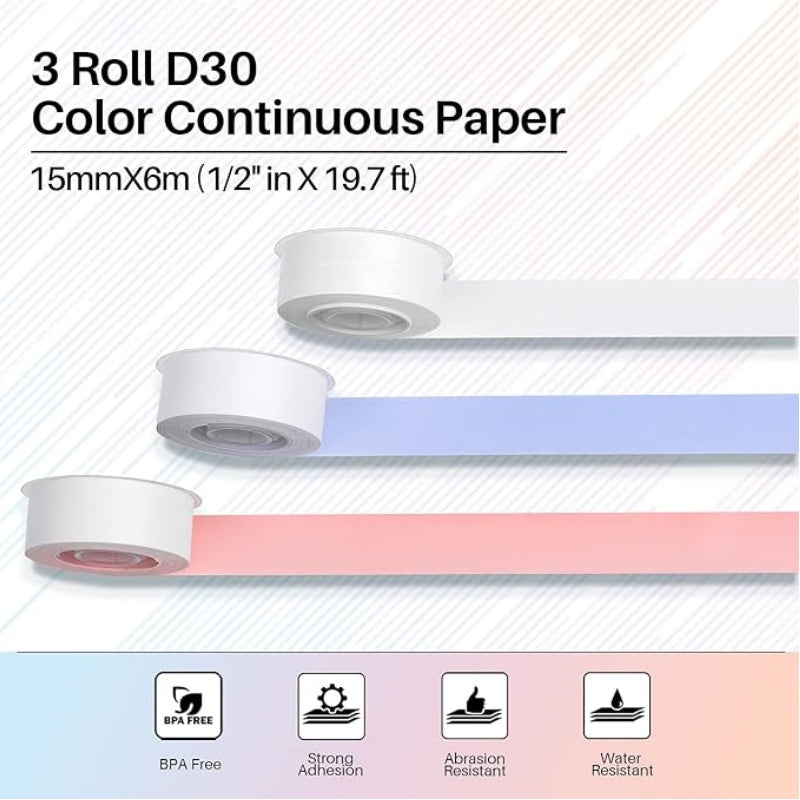 15mm X 6m Color Continuous Paper For D30