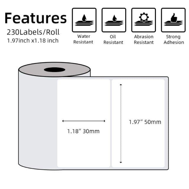 50 X 30mm Square White For M110/M120/M200/M220/M221 - 1 Roll