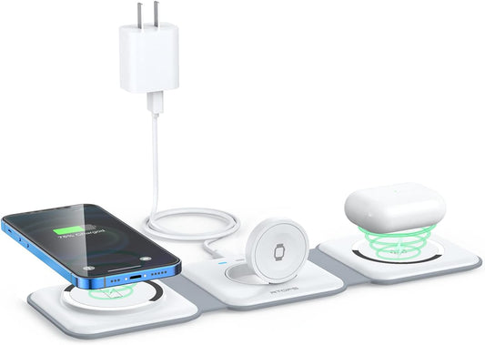 Wireless Charger 3 in 1,RTOPS Magnetic Travel Wireless Charging Station Multiple Devices,GaN 3 in 1 Charging Station,Compatible for iPhone 14/13/12/Pro/Max - havana shop